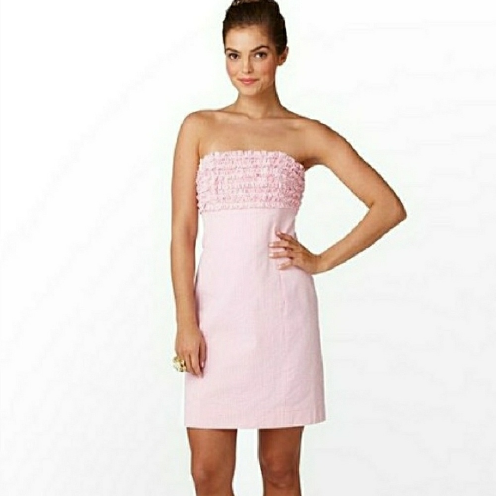 Final Lilly Pulitzer sea sucker pink tubetop dress